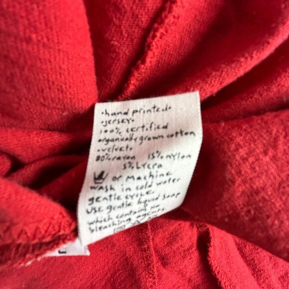 RARE Blue Fish Hand Printed Skirt Drawstring Waist and Hem Organic Cotton 2 Red - Picture 3 of 7